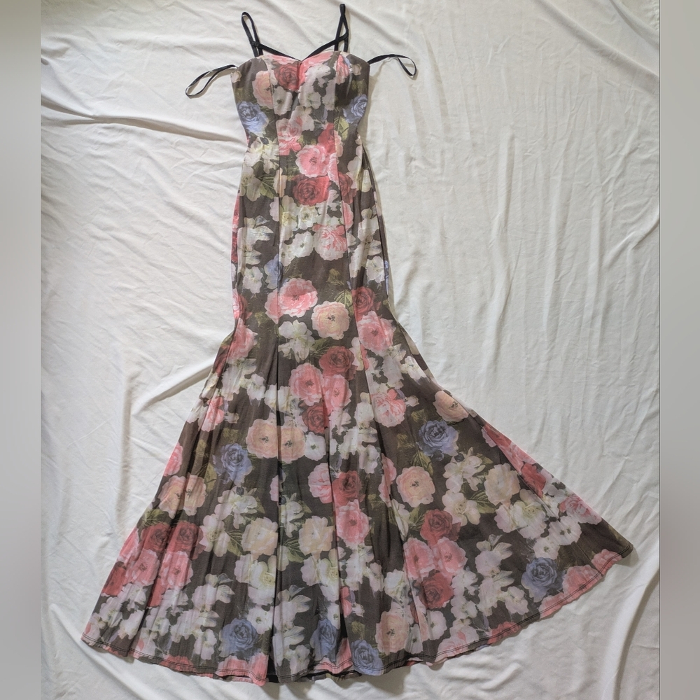 City Triangles Floral Taffeta Mermaid Prom Formal Dress Gown Size 1